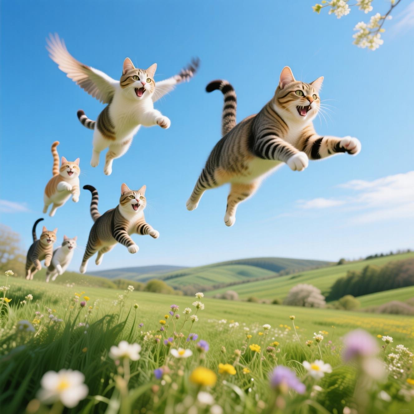 Qwen-Image: коты с крыльями